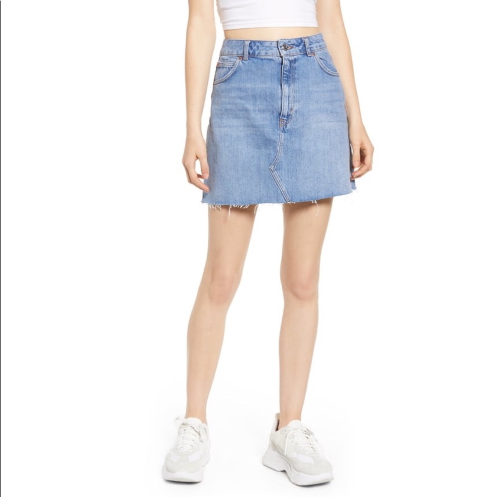Topshop Moto Frayed Hem Miniskirt